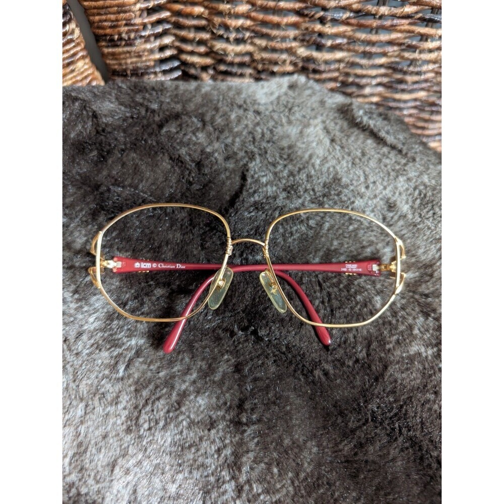 Vintage Christian Dior Eyeglasses Frames Red Butterfly Gold Logo Retro Glasses - Picture 3 of 14
